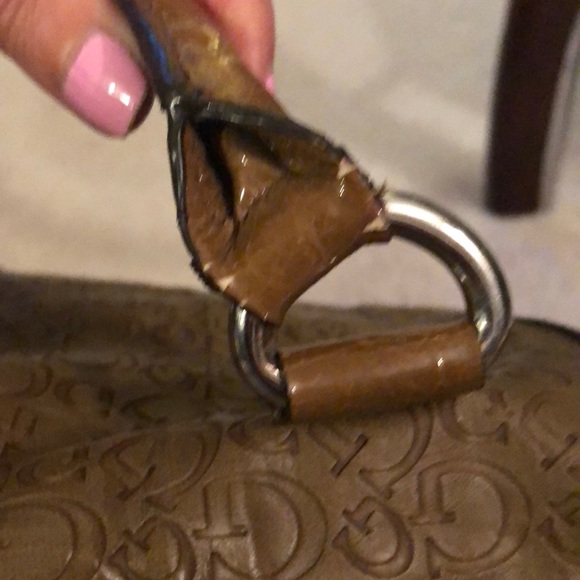 Guess Signature brown bag with patent trim - Picture 7 of 8